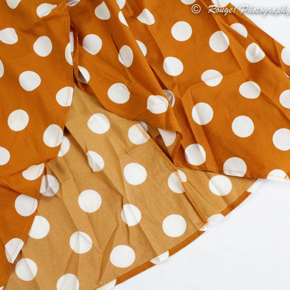 Polka Dot Strapless Flounce Midi Dress w/Slit - Picture 8 of 8